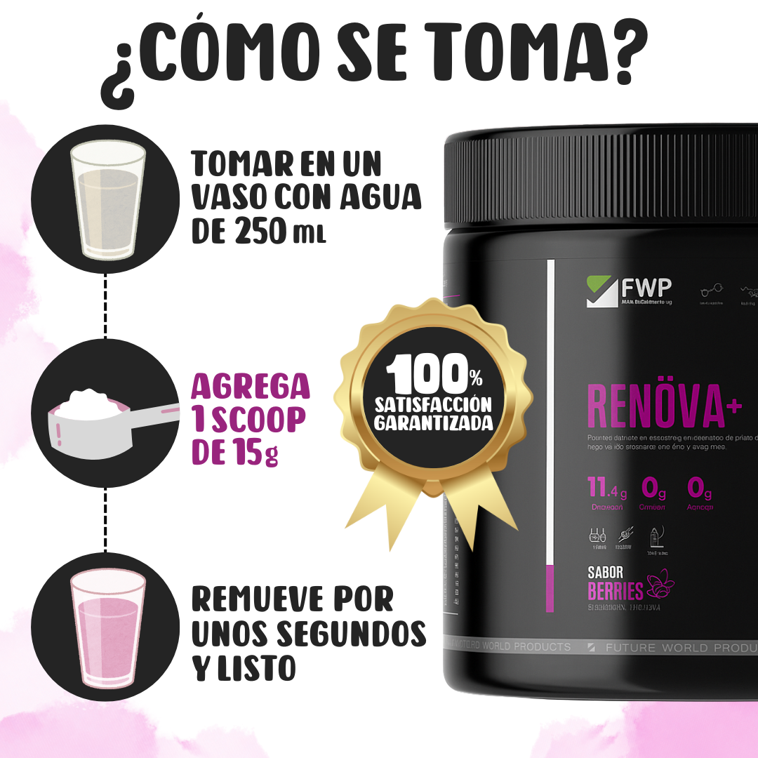 RENÖVA+ Colágeno para piel, cabello, uñas y articulaciones