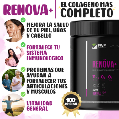 RENÖVA+ Colágeno para piel, cabello, uñas y articulaciones